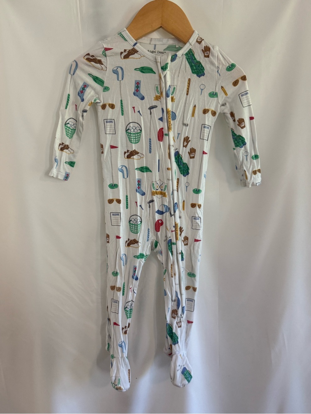 Angel Dear White Footed One-Piece with Golf Print